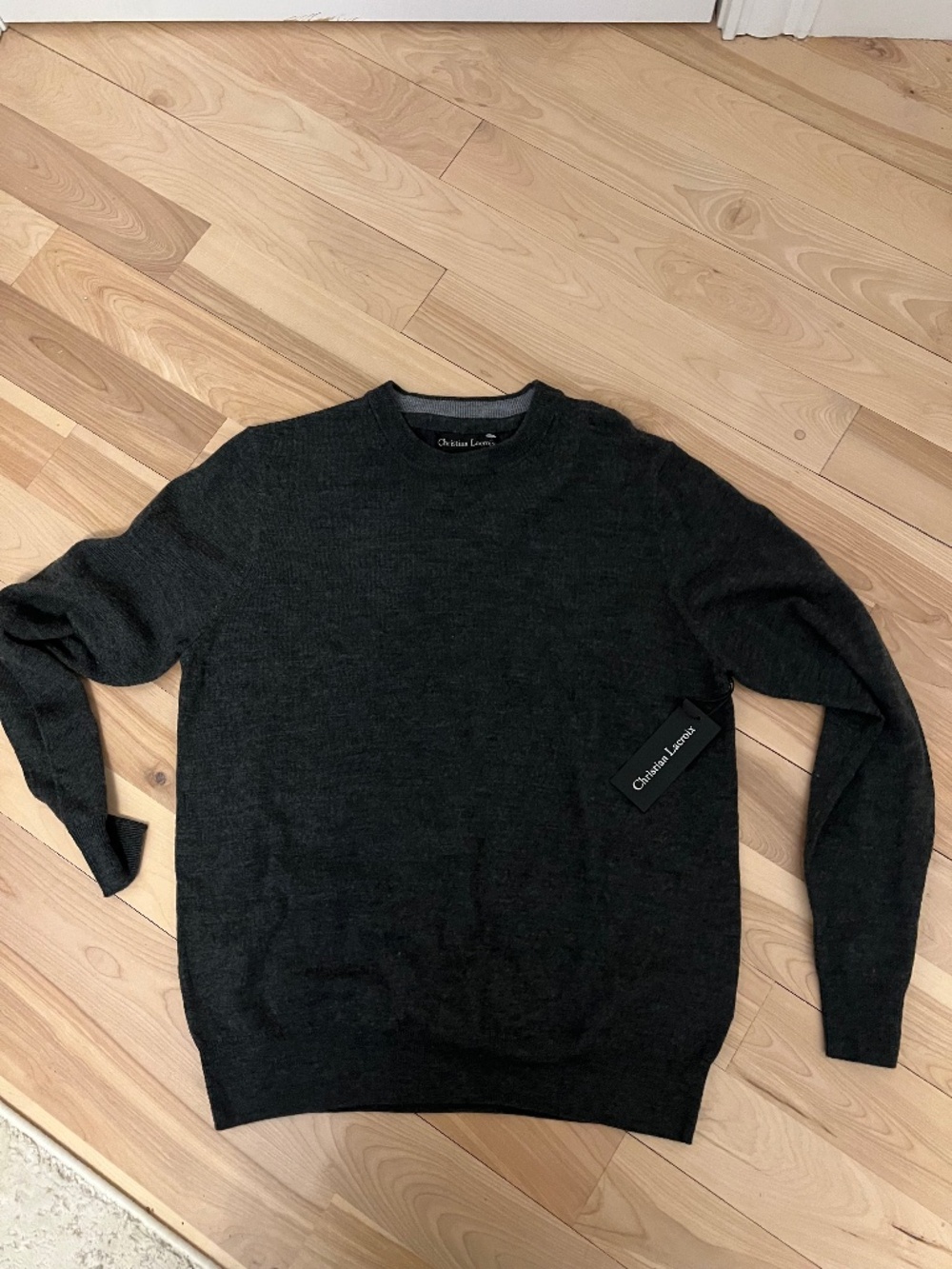 Christian Lacroix Dark Charcoal Gray Crewneck Sweater